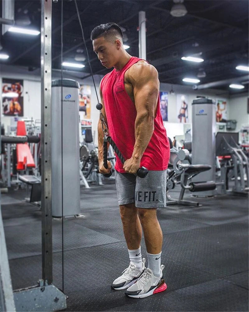 Men Bodybuilding Tank Tops Gym Workout Fitness Cotton Sleeveless shirt Running Clothes Stringer Singlet Male Summer Casual Vest