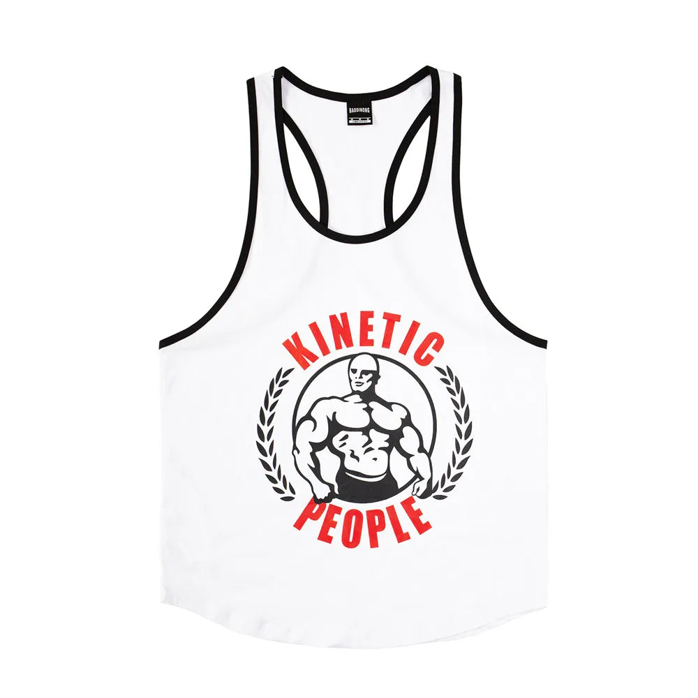 Kinetic Tank Tops Print Singlet Stringer Undershirt Male Casual