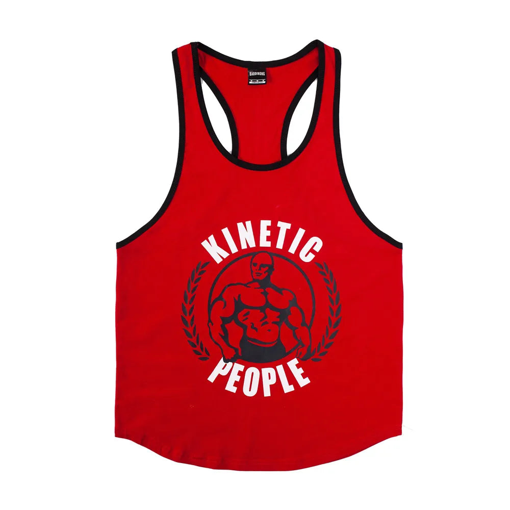 Kinetic Tank Tops Print Singlet Stringer Undershirt Male Casual