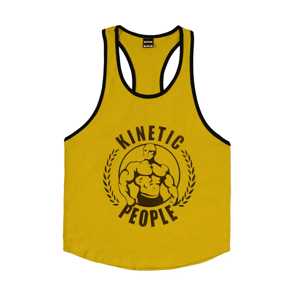 Kinetic Tank Tops Print Singlet Stringer Undershirt Male Casual