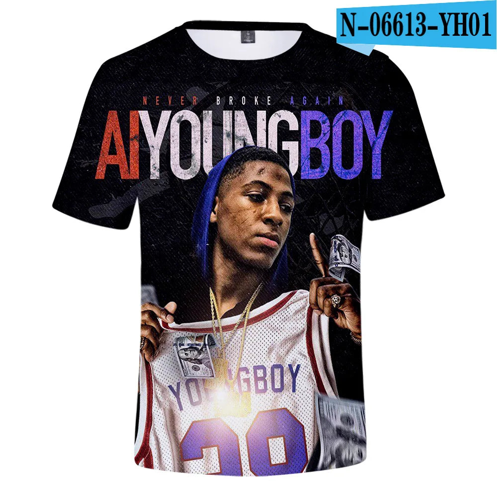 YoungBoy Never Broke Again 3D T Shirt Men Women Hip Pop Streetwear Casual Short Sleeve Cool Tshirt Funny Tees Top Couple Clothes