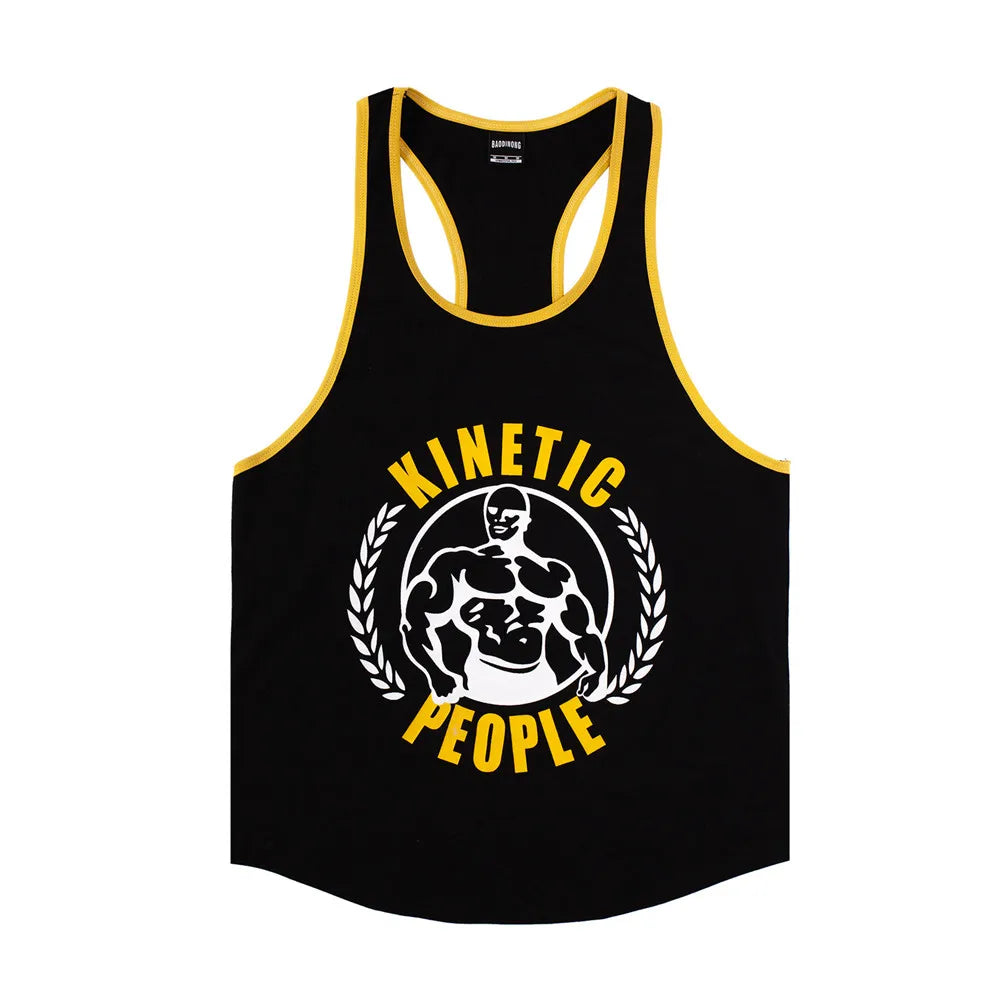 Kinetic Tank Tops Print Singlet Stringer Undershirt Male Casual