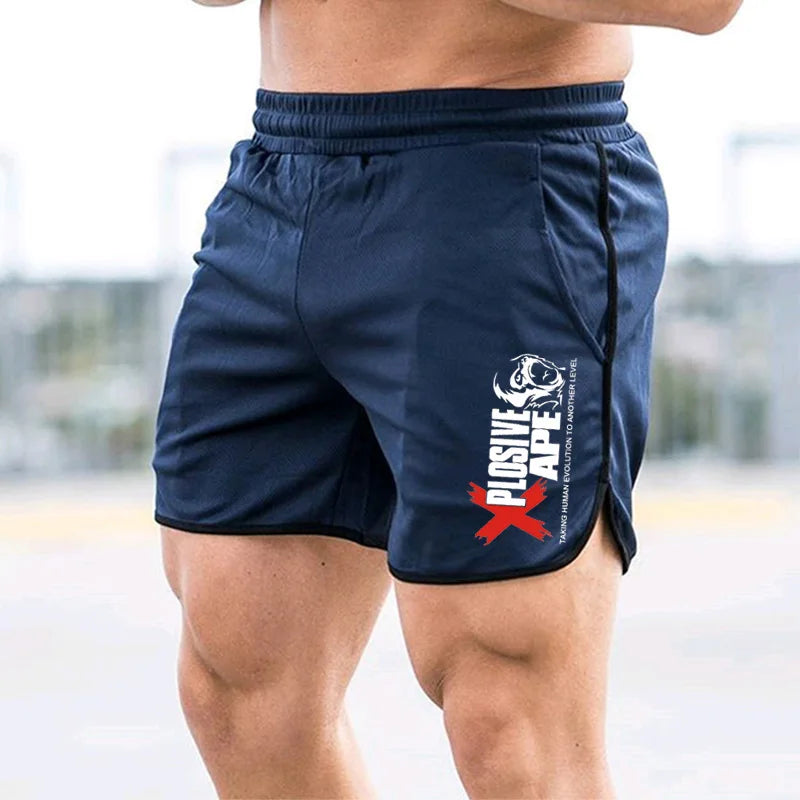 Men Fitness Bodybuilding Shorts Man Summer Gyms Workout Male Breathable Mesh Quick Dry Sportswear Jogger Beach Short Pants