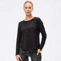Women's Seamless Long Sleeve Gym & Yoga Top — Quick-Dry Training Shirt black