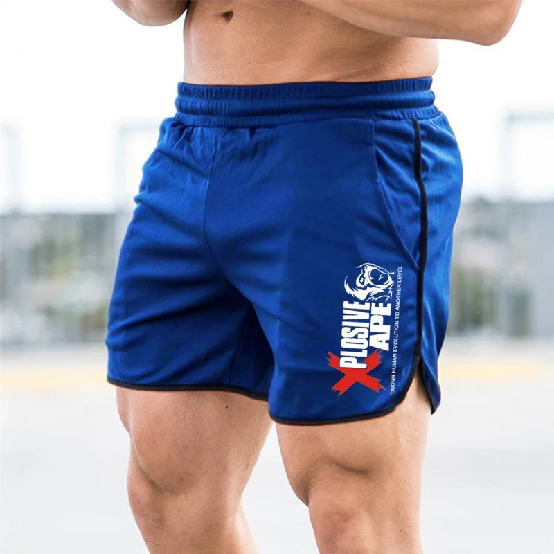 Men Fitness Bodybuilding Shorts Man Summer Gyms Workout Male Breathable Mesh Quick Dry Sportswear Jogger Beach Short Pants