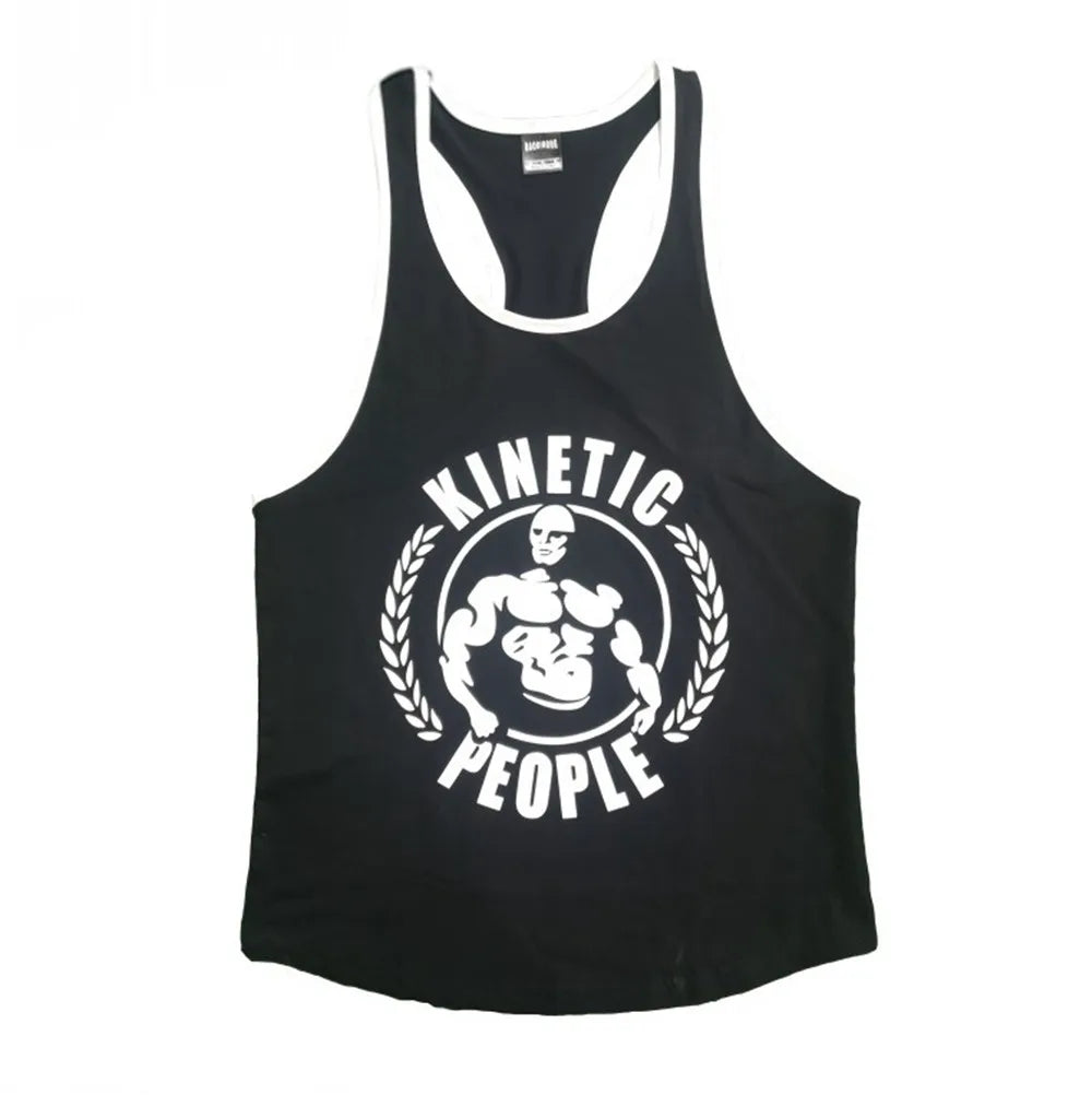Kinetic Tank Tops Print Singlet Stringer Undershirt Male Casual