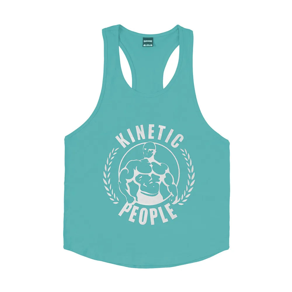 Kinetic Tank Tops Print Singlet Stringer Undershirt Male Casual