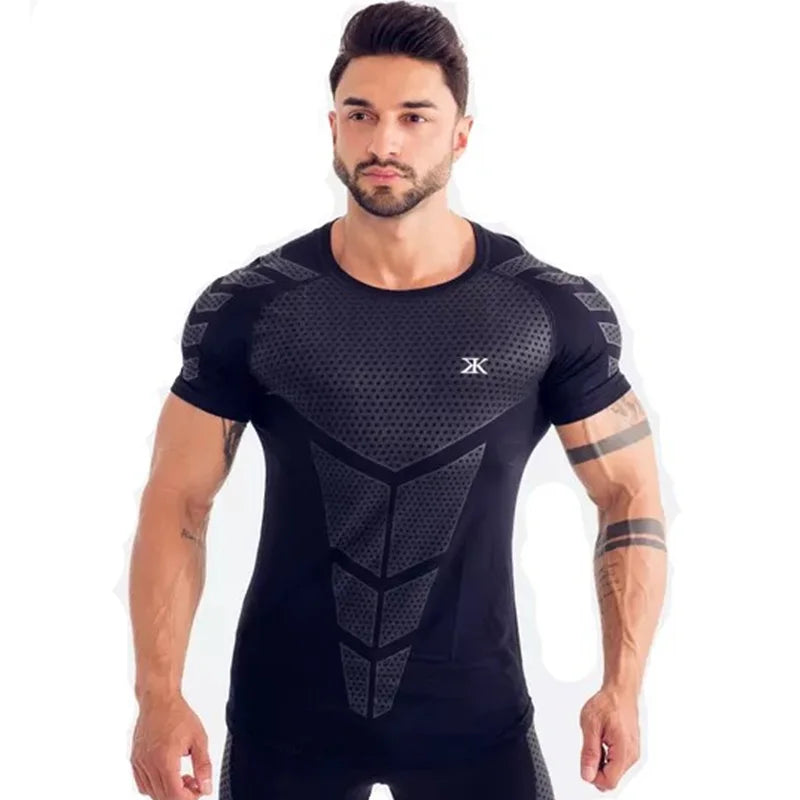 Compression Quick dry T-shirt  Gym Fitness Bodybuilding Workout Black Tops Clothing