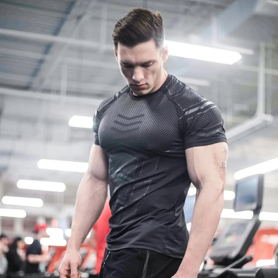 Compression Quick dry T-shirt  Gym Fitness Bodybuilding Workout Black Tops Clothing