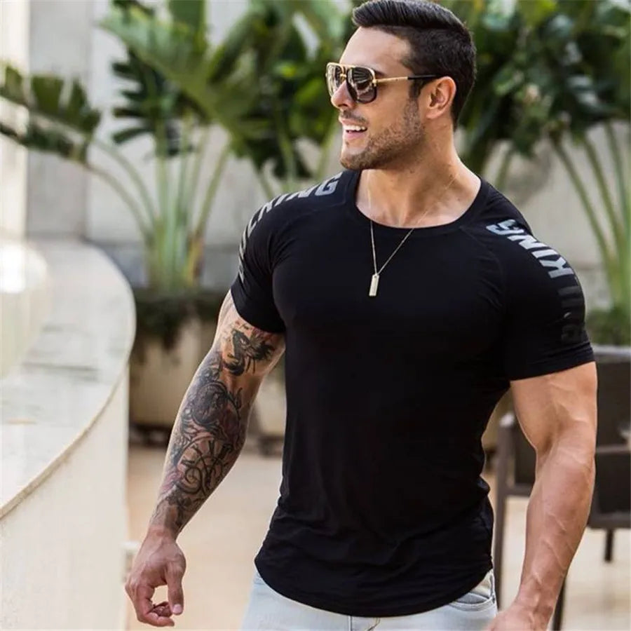 Compression Quick dry T-shirt  Gym Fitness Bodybuilding Workout Black Tops Clothing