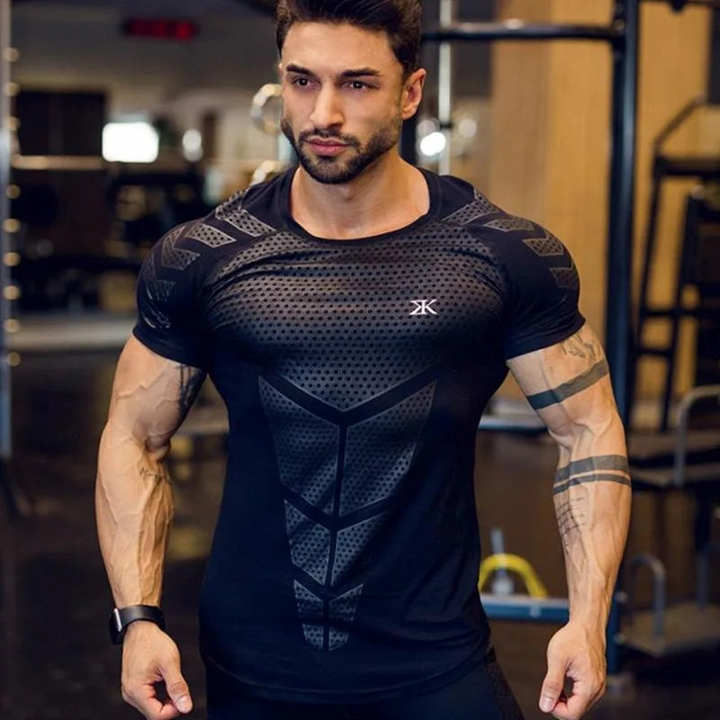 Compression Quick dry T-shirt  Gym Fitness Bodybuilding Workout Black Tops Clothing