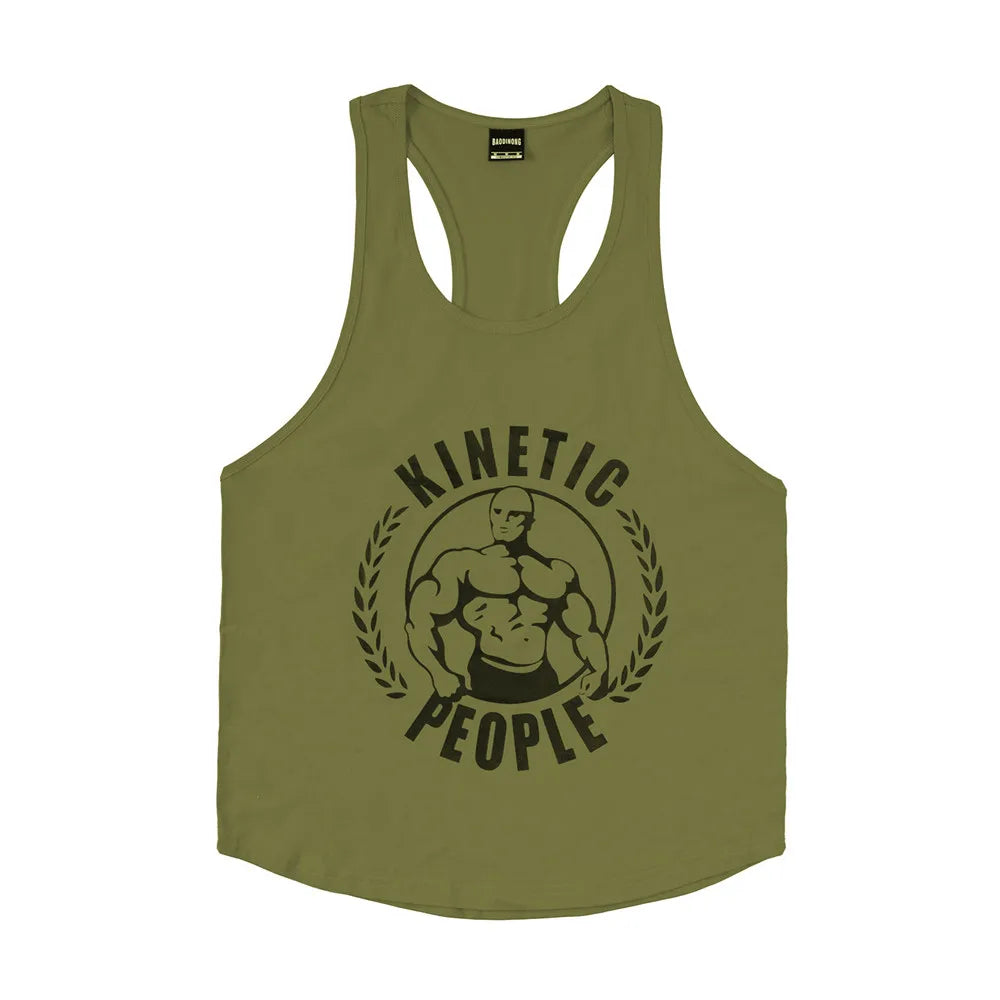 Kinetic Tank Tops Print Singlet Stringer Undershirt Male Casual