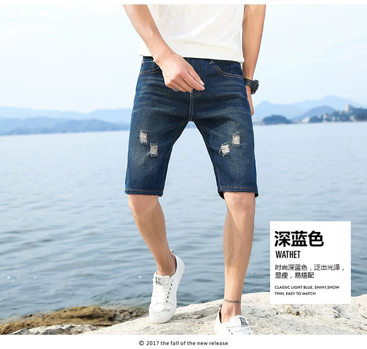 Men's Perforated Denim Shorts