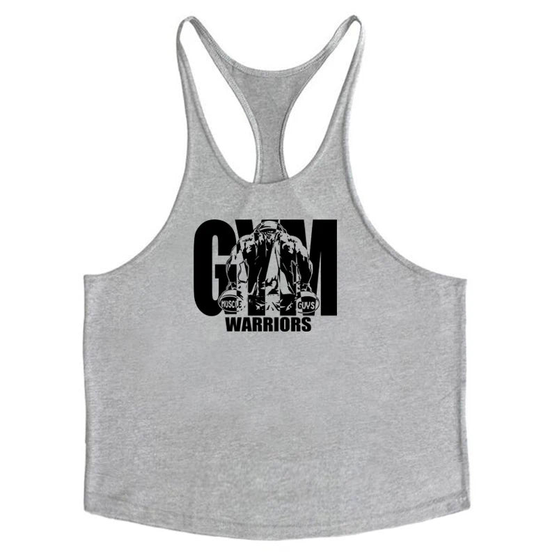 Men's Fitness Bodybuilding Tank Tops Brand Gym Sportswear Cotton Breathable Workout Muscle Vests Summer Sleeveless Y Back Shirt