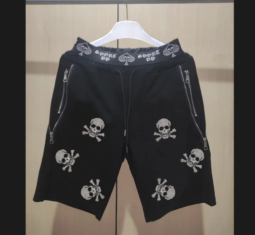Men's Slim Fit Track Pants – Multi-Pocket Rhinestone Sweatpants short 5