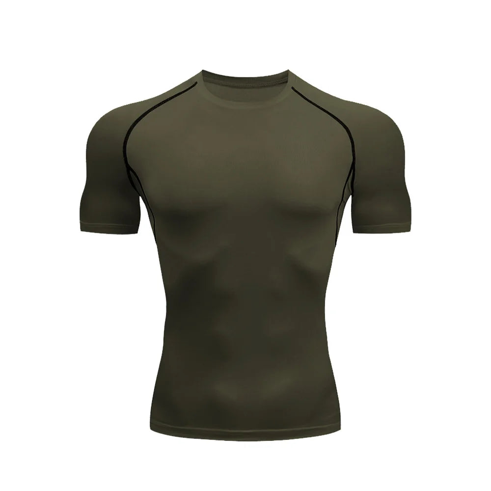Men's Athletic Quick Dry T-shirt, suitable for gym workouts, fitness, running. Compression shirt, sports undershirt, baselayer t