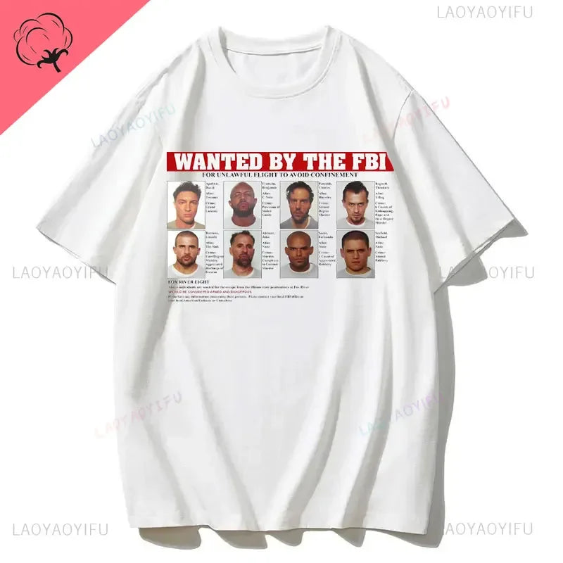 Men Vintage T Shirts Tv Series Prison Break Aesthetic Clothing Michael Scofield Y2k Shirt Streetwear Printed T-shirt Top Cotton