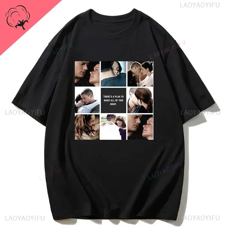 Men Vintage T Shirts Tv Series Prison Break Aesthetic Clothing Michael Scofield Y2k Shirt Streetwear Printed T-shirt Top Cotton