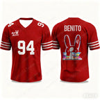 Bad Bunny Halftime Show Benito No.94 Print Rugby Jersey American Sports Tee V-neck Speed Drying Sportswear Summer Men's T-shirt