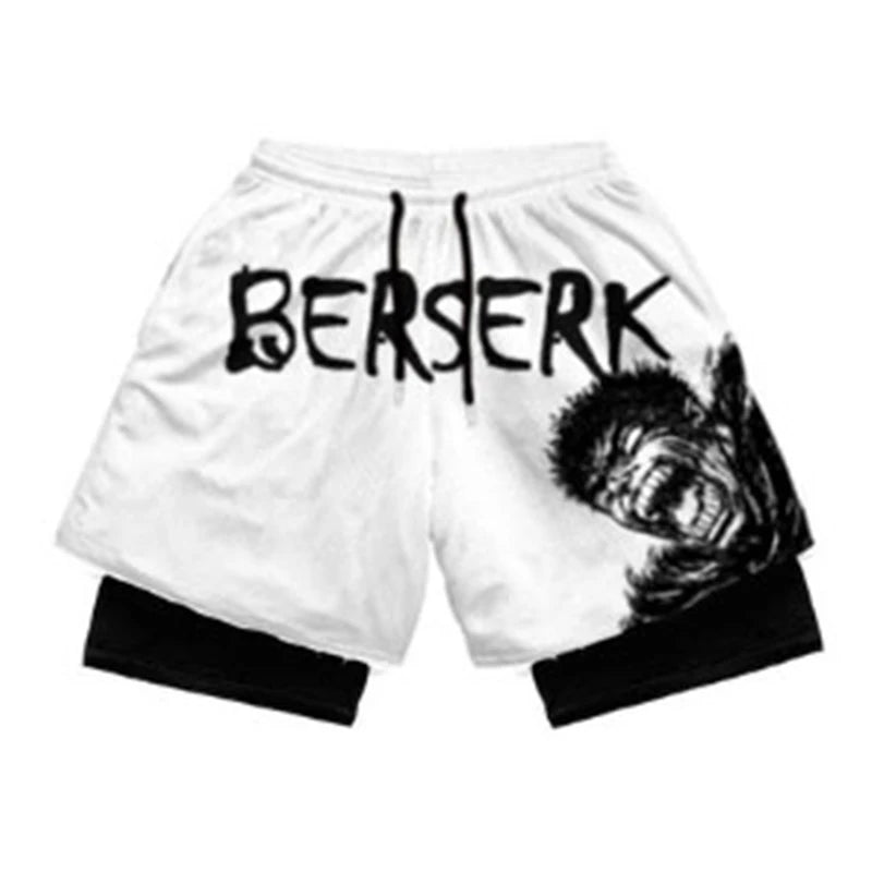 Anime Sports Fitness  Shorts Men's Shorts 2 In 1