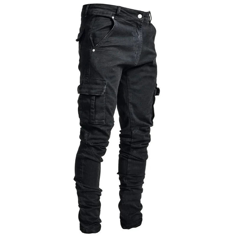 Men's Skinny Narrow Leg Cargo Jeans black