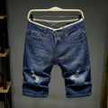 Men Denim Shorts Summer New Style Thin Section Elastic Force Slim Fit Short Jeans Male Brand Clothing Light Blue Retro Blue Retro Blue