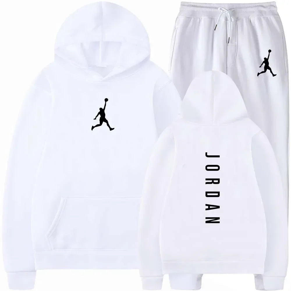 2025 Spring and autumn  fitness basketball casual sportwear set fashion men's hooded jumper + jogging pants two-piece set