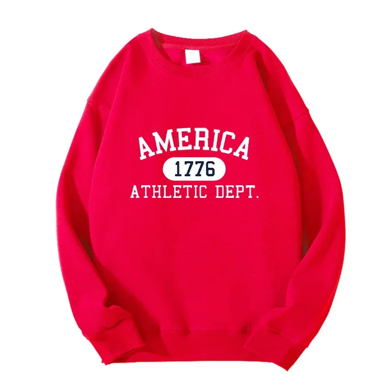 America 1776 Athletic Dept Unisex Pullover Men Women Hip Hop Long Sleeves Hoodies Men's Clothes Autumn Loose Casual Hoody