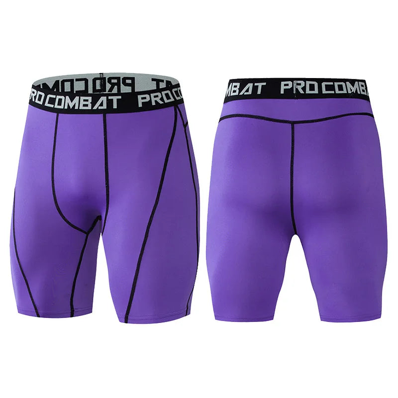 Men's Compression Bodybuilding Shorts – Quick-Dry Training Leggings PURPLE