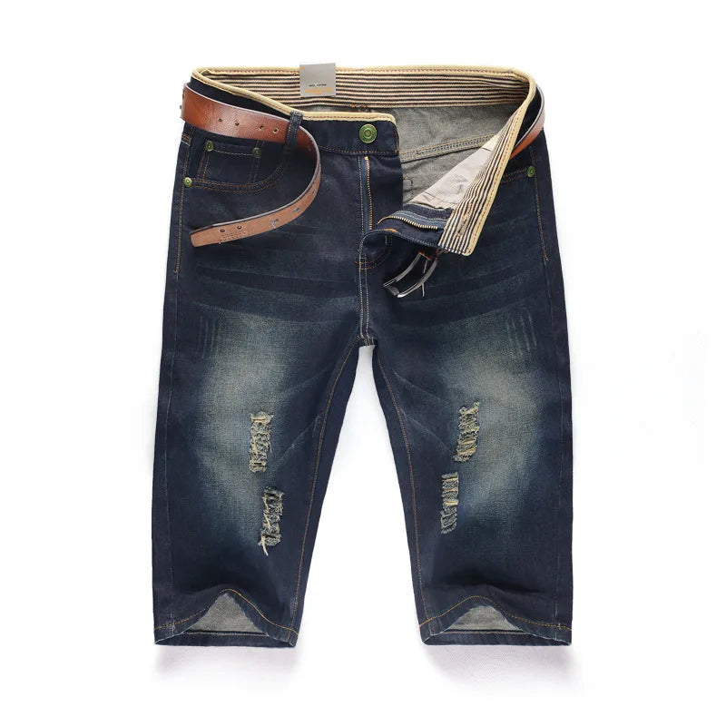 Men's Perforated Denim Shorts