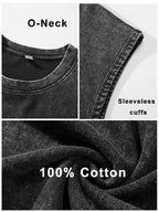 Summer Men's Washed Cotton Tank Tops Muscle Gym Sleeveless Workout T Shirts Running Beach Loose Cutoff Tees