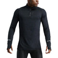 Men's Long Sleeve Half-Zip Compression Training Top Navy Blue