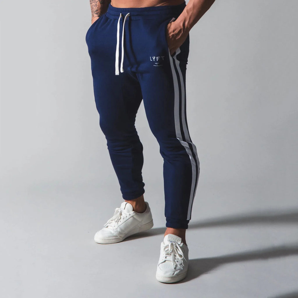 Side Striped Pants Men Running Sweatpants Bodybuilding Track Pants Gym Fitness Training Sport Trousers Male Cotton Long Pants