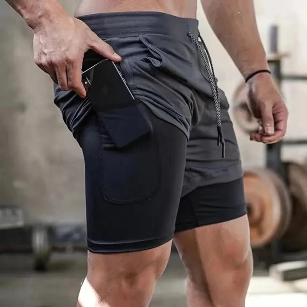 Men's Gym Shorts with Liner, Pockets & Towel Loop