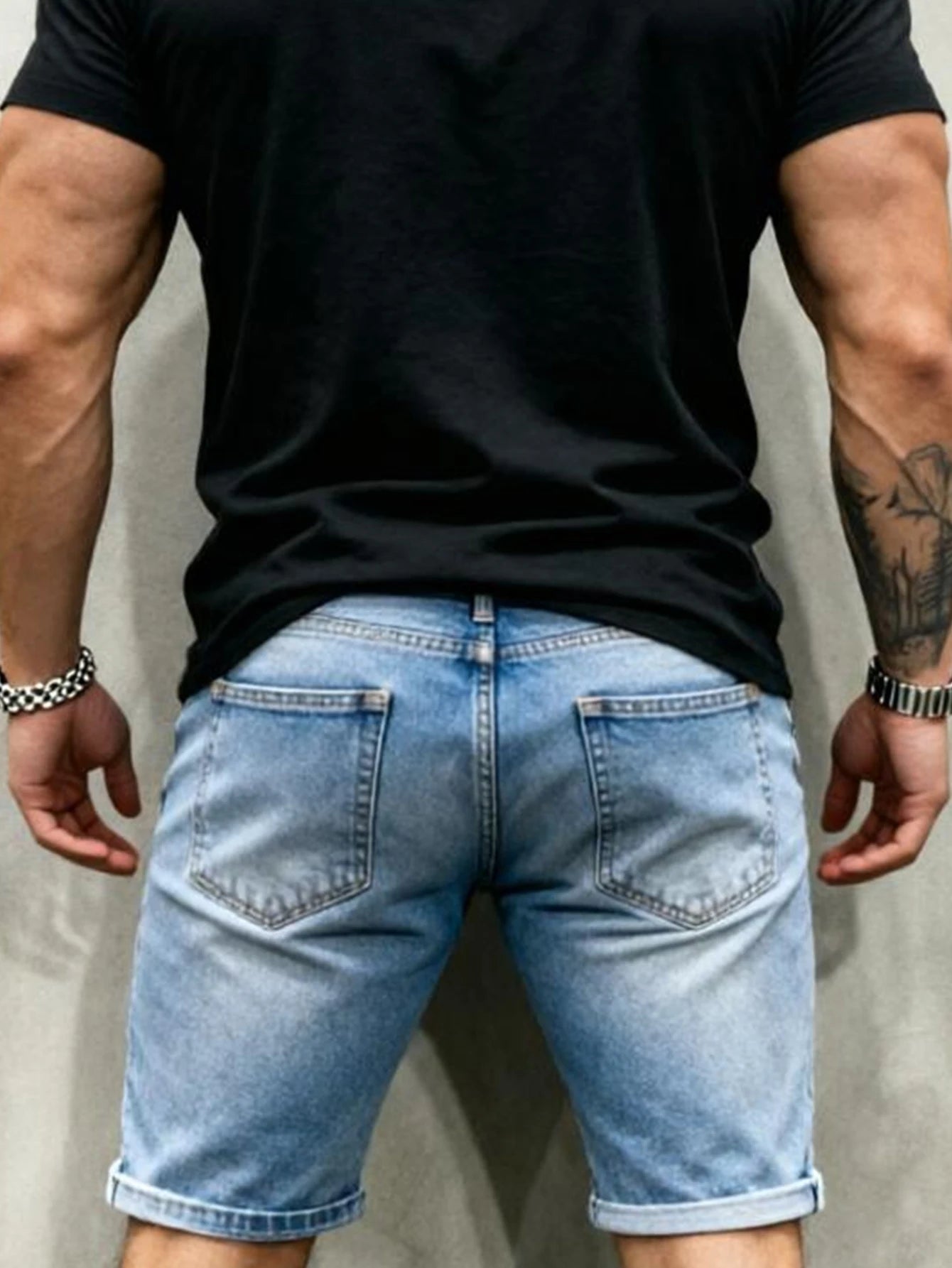 Men's Ripped Frayed Denim Shorts