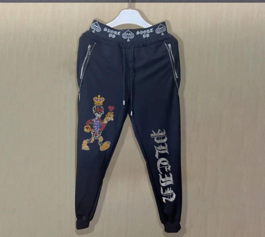 Men's Slim Fit Track Pants – Multi-Pocket Rhinestone Sweatpants only pant 13