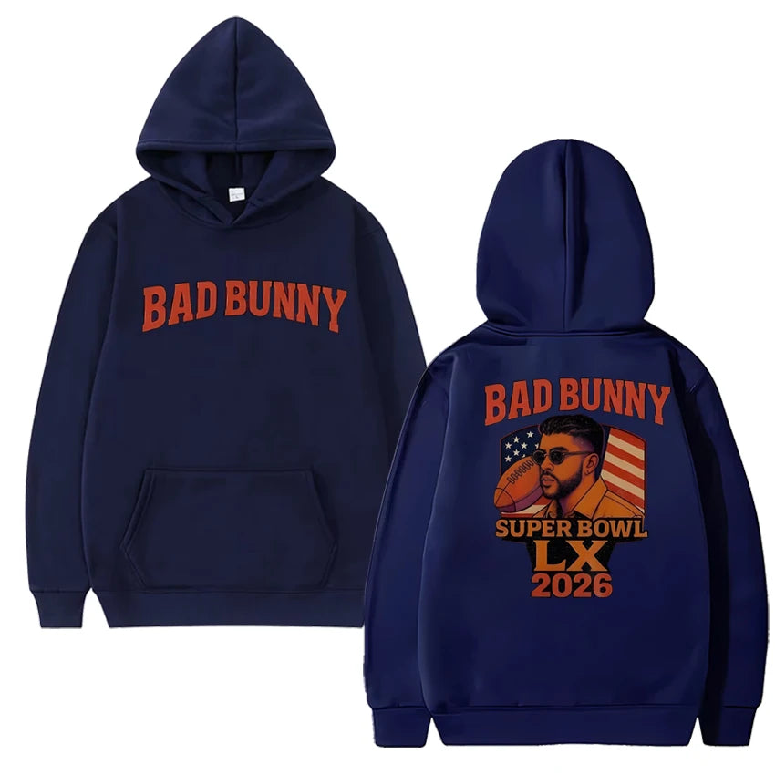 Rapper Bad Bunny Super Bowl LX 2026 Double Sided printed Hoodie