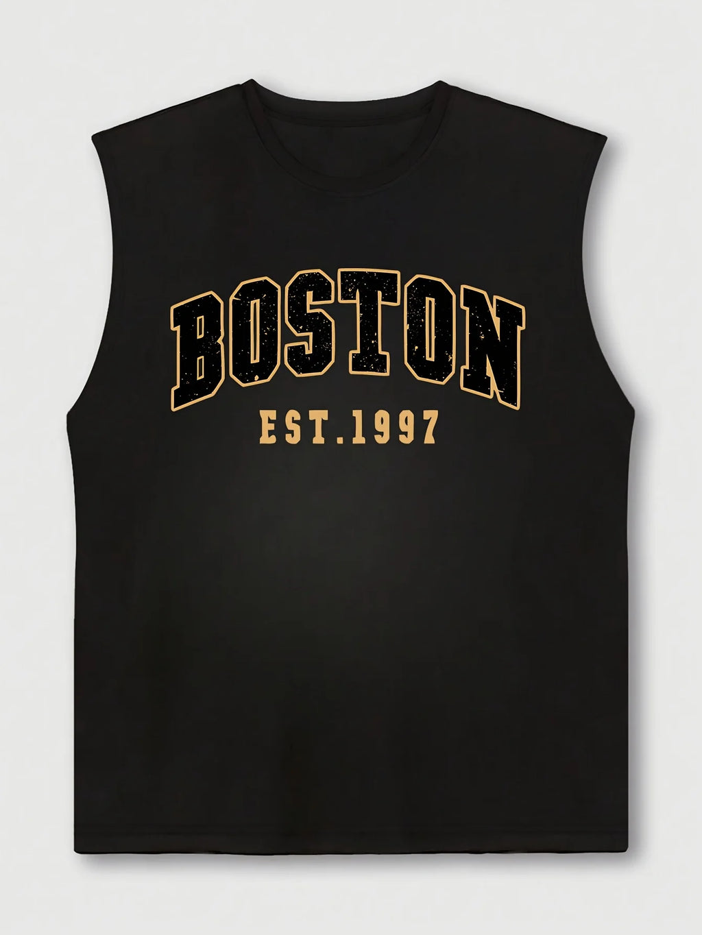 Men's summer fashion casual sports loose Boston est 1997 Print comfortable breathable round neck sleeveless vest