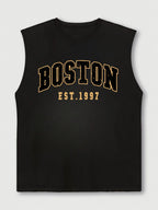 Men's summer fashion casual sports loose Boston est 1997 Print comfortable breathable round neck sleeveless vest