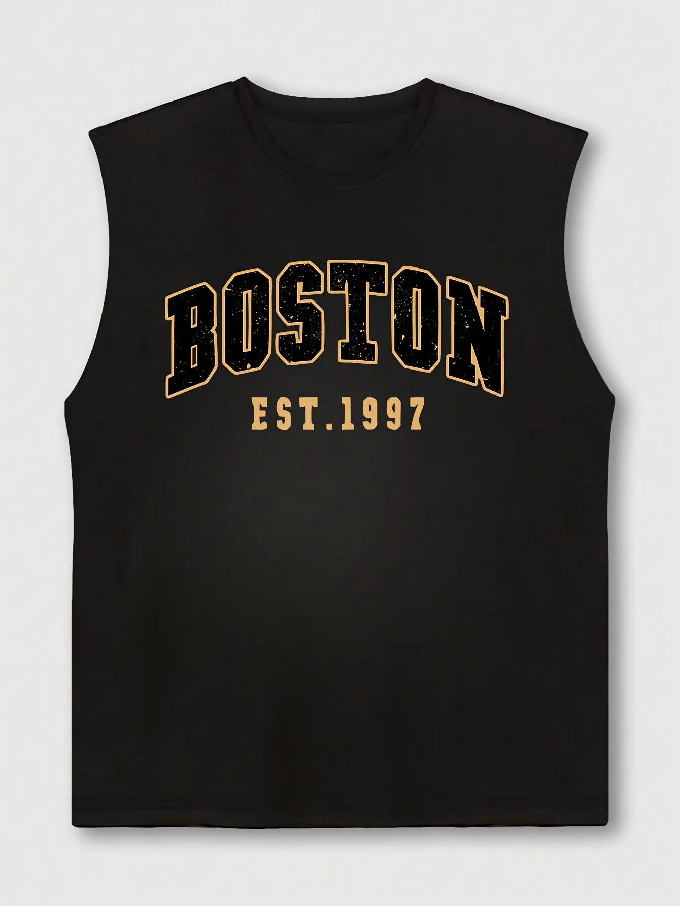 Men's summer fashion casual sports loose Boston est 1997 Print comfortable breathable round neck sleeveless vest