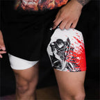 Anime Sports Fitness  Shorts Men's Shorts 2 In 1