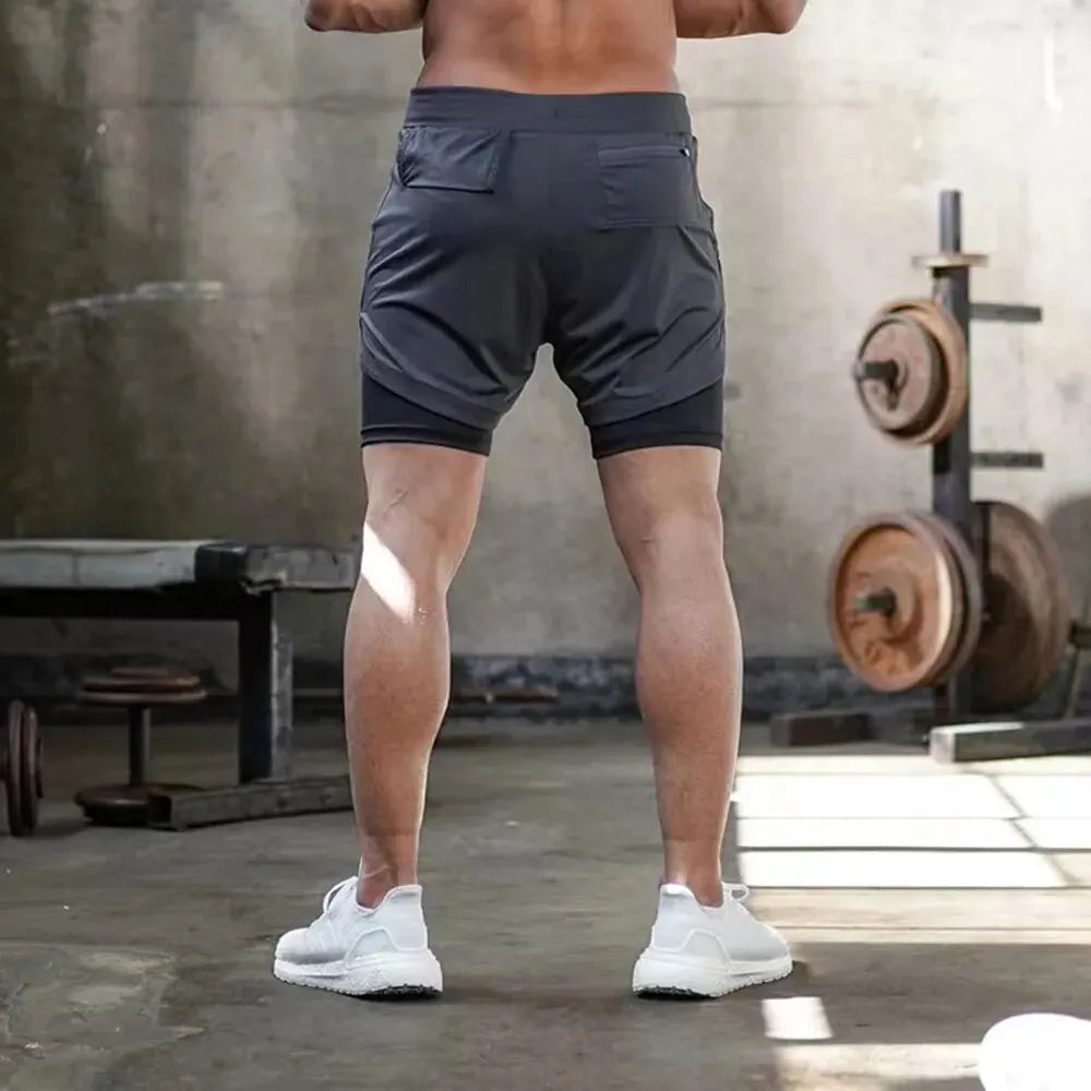 Men's Gym Shorts with Liner, Pockets & Towel Loop