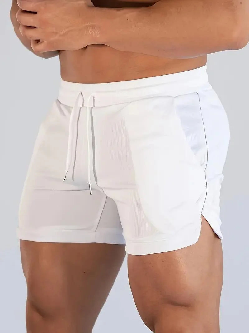 Men's Gym Fitness Shorts – Running & Jogging Sport Short Pants WHITE