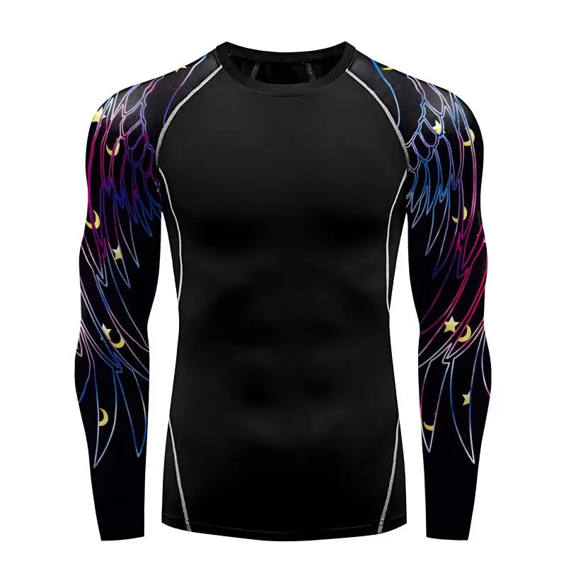 Men's Long Sleeve 3D Print Compression Training Shirt