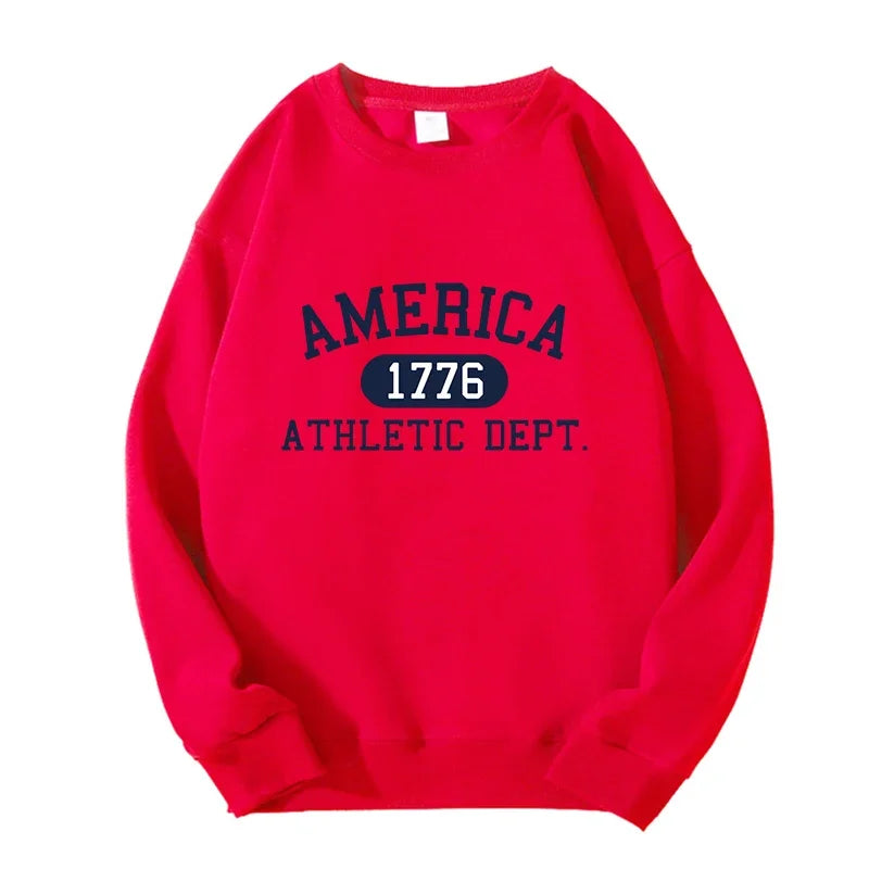America 1776 Athletic Dept Unisex Pullover Men Women Hip Hop Long Sleeves Hoodies Men's Clothes Autumn Loose Casual Hoody
