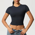 Women's Short Sleeve High-Elastic Sport Training Shirt Black