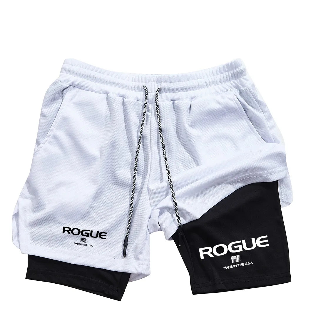 Men's All-Season 2-in-1 Gym Shorts white and black