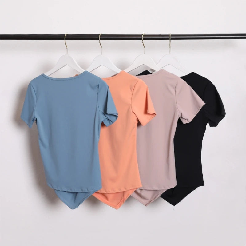 Women's Yoga Shirts Sexy Short Sleeve Sports Top Fitness T-shirts Quick Dry Gym Clothing Running T-shirt Sport Shirt