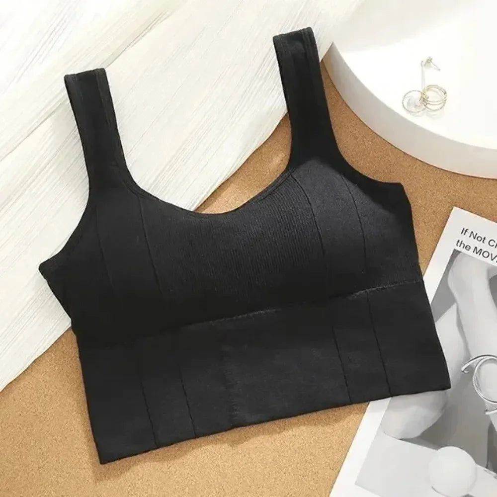 Women's seamless yoga bra. Anti-shock off-shoulder top.