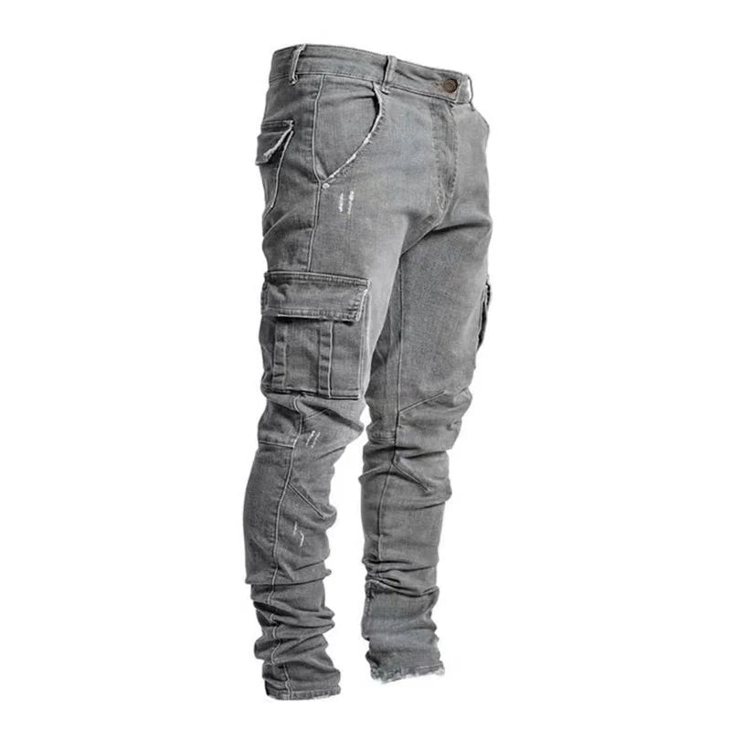 Men's Skinny Narrow Leg Cargo Jeans GRAY